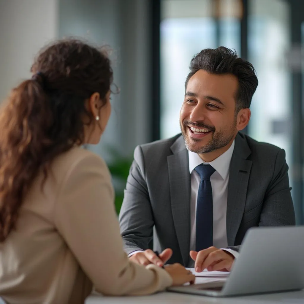 Cliente satisfecho en consulta